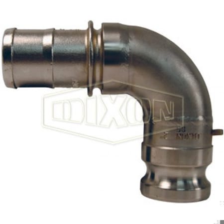 Dixon Type E 90Deg Cam and Groove Elbow, 2 in, Male Adapter x Hose Shank, 316 SS, Domestic 200E-90SS